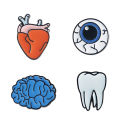 Tooth Brain Eyeball Heart Shape Enamel Brooch Pin Jacket Collar Bag. 