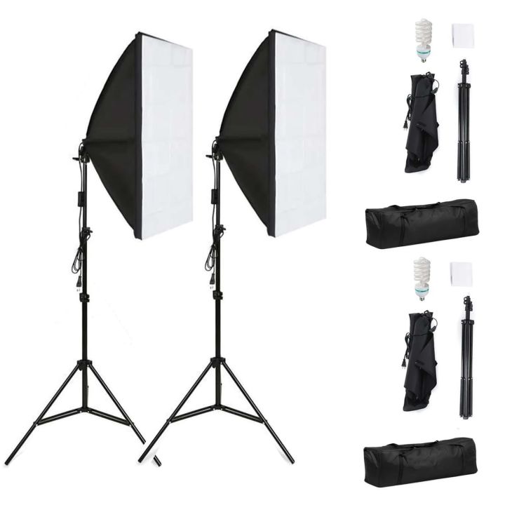 Photo Studio Lights Softbox Studio Lighting Kit with  50x70 cm Photo Studio Softbox 5500 K Daylight 45 W,  Folding Bulb Tripod