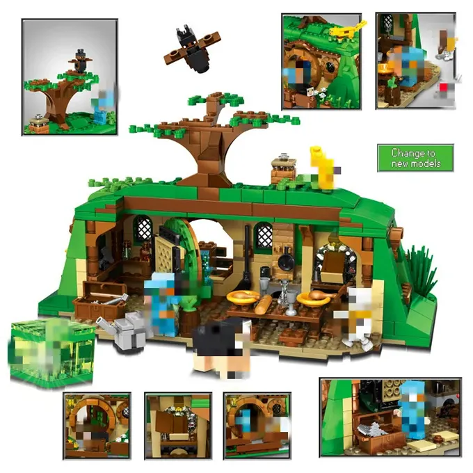 My%20World%20"Steve's%20Hobbit%20Forest%20House"%20Building%20Blocks%20Set%20With%20Lights%20Bricks%20-%20705+%20pcs%20-%20830%20-%20Image%203