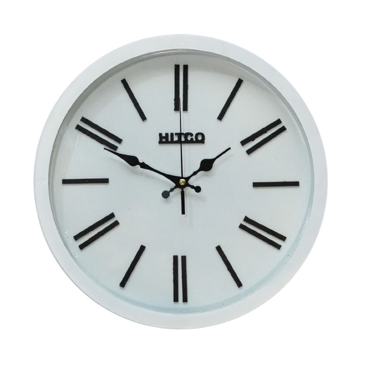 Hitco White Round Wall Clock For Office And Home - Black Number Circle Clock Wall Stylish - Step Movement Wall Clocks - Wall Clocks For Bedroom Decorating Item - Wall Clock For School / Hospital / Home / Office
