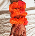 gajray for girls flower artificial orange red gajra for mehndi stylish for hand gajra gajra jewelry flower bracelet 2 pc. 