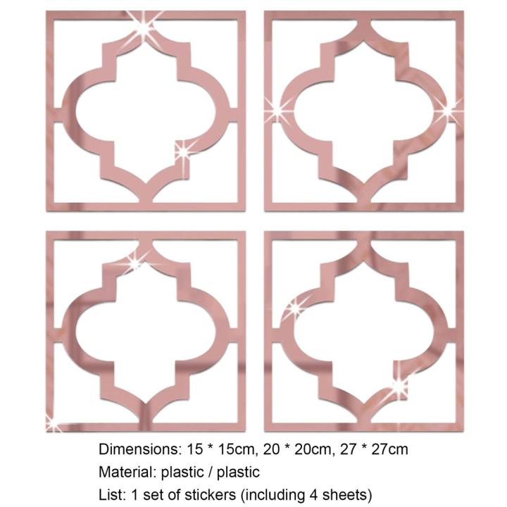 Mirror Tile Sticker Anti-scratch Hollow Pattern Mirror Tile Sticker