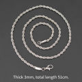2020 Latest High Quality Hip Hop 3mm Iron Rope Chain Necklace Silver Plated Twist Chain for Men Women Wholesale Price. 