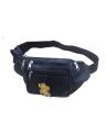 Leather Travel Waist Belt Bag - Black. 