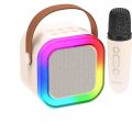 K12 Mini Outdoor Karaoke Bluetooth Speaker Portable Microphone Audio With double wheat Microphone Home Karaoke Speaker multifunctional AUX/TF Card/u disk/TYPE-C. 