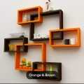Wall mounted Wooden piece decoration shelves racks wall decor home decor office tiers decoration piece holder Box intersect shelves 6 Tier wall decoration shelf. 