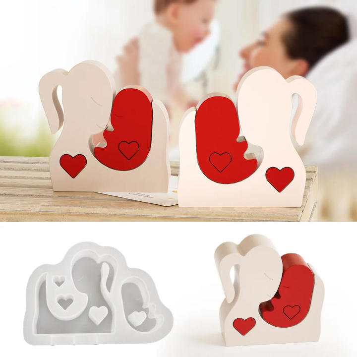 Silicone Mold Custom Design Easy Release Non-toxic Material Resin Casting Multifunctional  Silicone Mother Baby Mold for Mother's Day Gift Home Crafting Candle Making Plaster Artwork Family Activity