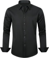 Men Shirts for Office - Men's Dress Shirts Solid Long Sleeve Stretch Wrinkle-Free Formal Shirt Business Casual Button Down Shirts - Men's Button-Down Shirts. 