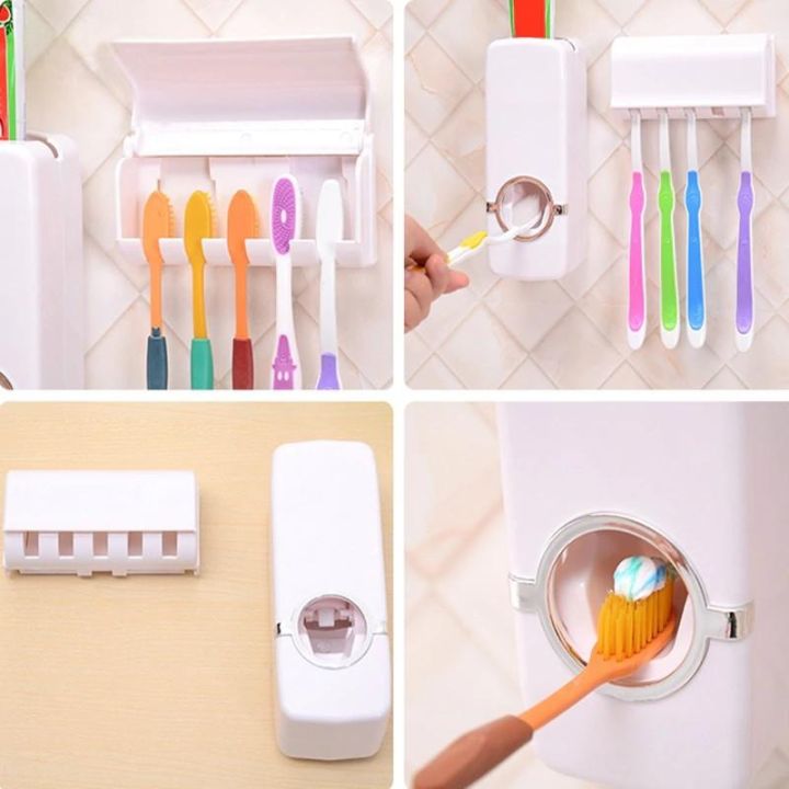 Toothpaste%20Dispenser%20With%20Tooth%20Brush%20Holder,%20Wall%20Mounted%20Toothpaste%20Dispenser%20&%205%20Toothbrush%20Holder%20Set,%20Automatic%20Toothpaste%20Dispenser%20Toothpaste%20Squeezing%20Machine%20-%20Image%206