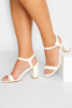 Women Fashion White Block Heels Sandal. 