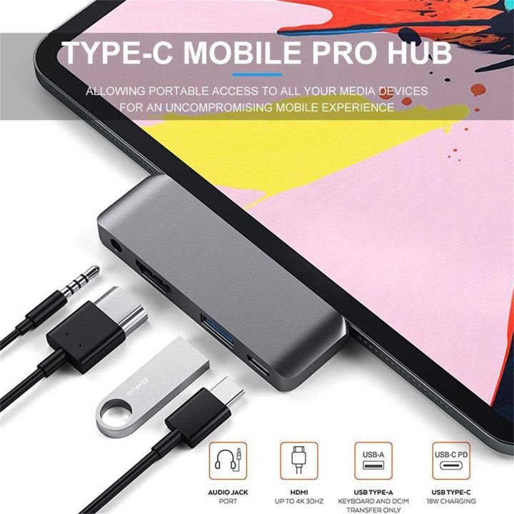 （NEW）RAYROW USB C Hub for iPad Pro iPad Air 4, 6 in 1 USB C for ipad with SD card reader slot TF card reader slot USB 3.0 port 4.12（Silver）