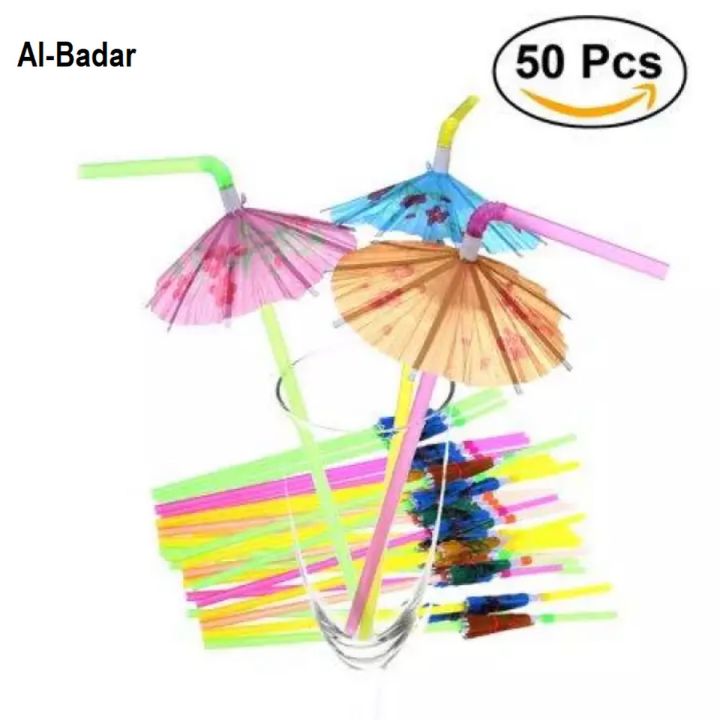 Pack of 50 - Disposable Bendy Umbrella Straws