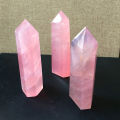 Rose Quartz Pillar Exquisite Fine Workmanship Compact Delicate Hand-made Faux Crystal Wand Decor for Home. 