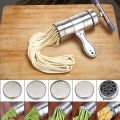 Stainless Steel Manual Noodles Press Hand Crank Spaghetti Fettuccine Noodle Dough Press Machine Pasta Maker with 5 Noodle Mould. 