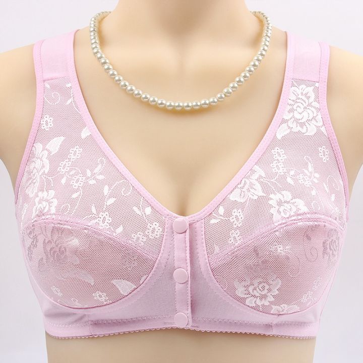 3 Button Front Open Wide Strap Nursing Bra Full Coverage, Non Padded, Breastfeeding Cotton Bra For Women