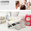 Innovative design bathroom plastic toothbrush holder with 2 cups. 