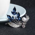 Rhinestone Flower Brooch Bouquet Blue Crystal Corsage Pins Broches Para Ropa Mujer Gift For Women Girls. 
