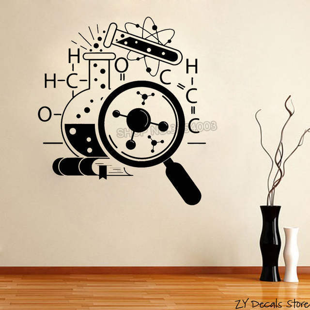 2 x 2 feet - Science Lab Chemistry Kids Wall Stickers for girls, boys, students, school, room, home, office, labs  Decor Lovers -Black