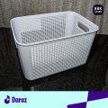 IKEA Style Premium Quality Plastic Storage Basket - Durable Open Storage Organizer Bins For Kitchen, Bathroom, Bedroom, Living Room - Mesh Pattern Design Multipurpose Home/Office Accessories Organizer Box with Handle - 8 Litres Capacity Large. 