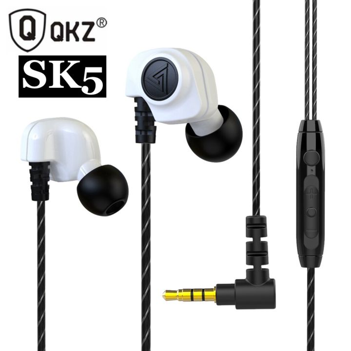 QKZ SK5 Dual Drive Wired Earphone HiFi Stereo Headphones with Microphone Sport Earbuds Music Headset Gamer Bass fone de ouvido