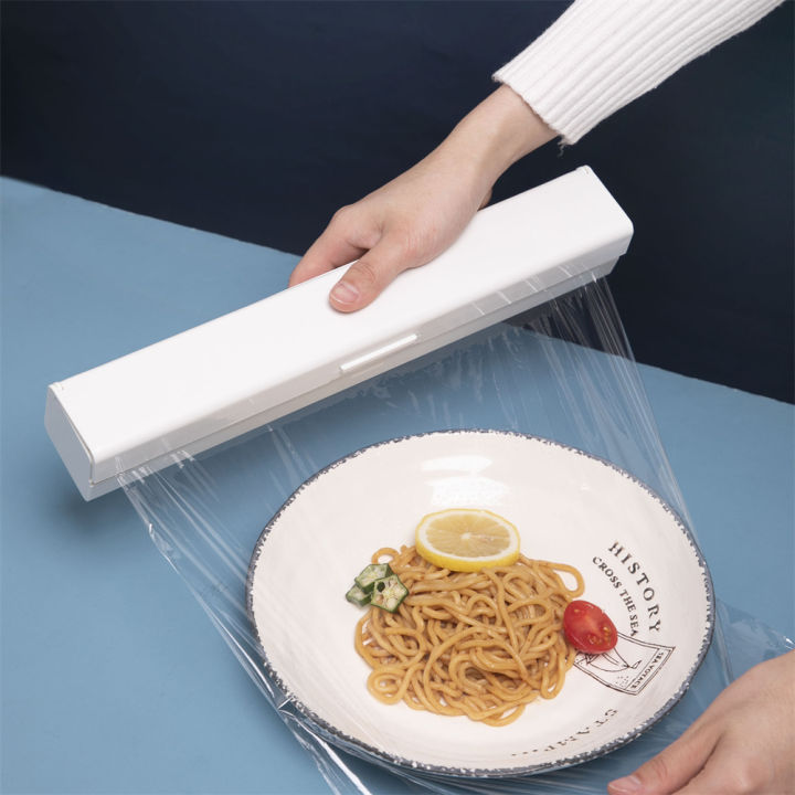 Easy-to-use Plastic Kitchen Cling Film Cutting Box Efficient Compact Versatile Food Wrap Cutter Dispenser Box Foil Cling Film