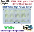 100W Flood LED White With 15UF Driver Supply High Adapter + 100W LED Chip Bulb Energy Saving For DIY Daylight - White. 