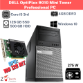 DELL OptiPlex 9010 Mini Tower Professional PC - Intel® Core™ i5 3rd Gen Processpor -  4 GB DDR3 RAM - 500 GB HDD + 128GB SSD - GeForce GT 730 1GB Graphic Card - Windows 10. 