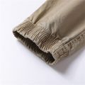 Mens Cargo Trousers in Beige color with Elastic Waist Multi-Pocket Joggers Bottoms Casual Smart Sports Pants. 
