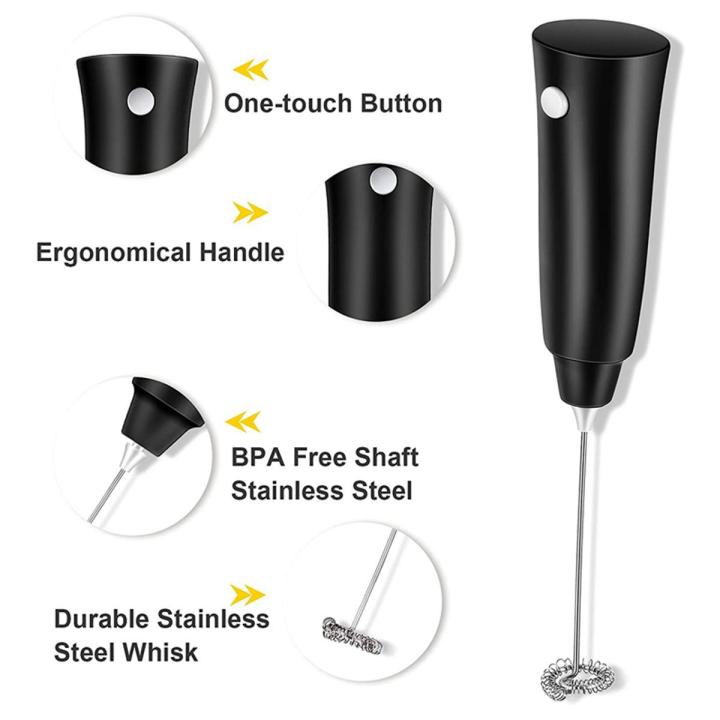 Electric Milk Frother, Handheld Foam Maker, Coffee Mixer with Stainless Steel Whisk, Hand Foamer Blender