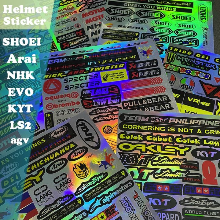 Reflective Holographic Helmet Stickers Set For AGV KYT EVO SHOEI NHK ARAI LS2
