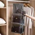 Double Side Transparent 6 Pocket Foldable Hanging Handbag Purse Storage Bag Sundry Tidy Organizer Wardrobe Closet Hanger. 