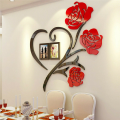 Wooden Family Love Rose Wall Decals 3D DIY Photo Frame Wall Stickers Mural Home Decor Decal Art Ornament. 
