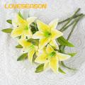 Fake Flowers Decor Realistic Artificial Lily Branch with Green Leaves for Home Wedding Party Decor Indoor Outdoor Faux Flower Arrangement Photo Props Wedding Artificial Lilies. 