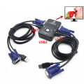 2 Port USB VGA KVM Switch Box For Mouse Keyboard Monitor Sharing Computer PC. 