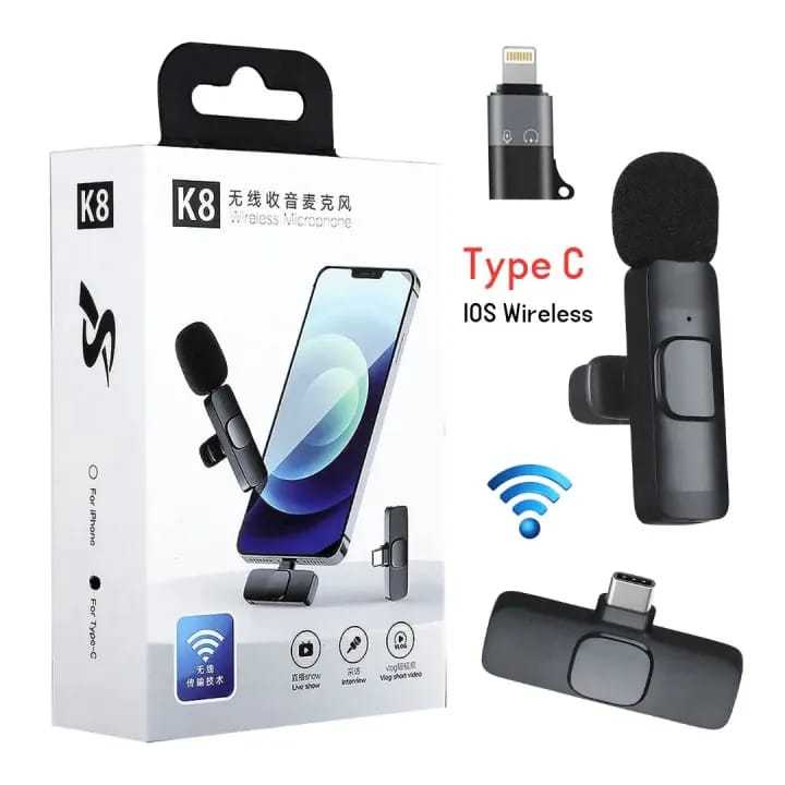 Wireless%20Microphone%20%E2%80%93%20K8%20Wireless%20Microphone%20%E2%80%93%20Clip-on%20Lavalier%20Mic%20with%20Type-C%20&%20Lightning%20Receiver%20%E2%80%93%20Noise%20Reduction,%20Clear%20Sound%20&%20Long%20Battery%20Backup%20%E2%80%93%20Plug%20&%20Play%20Mic%20for%20Android,%20YouTube,%20TikTok,%20Vlogging,%20Interviews%20&%20Live%20Streaming%20-%20Image%209