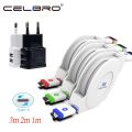 Long Usb Type C Cable 1/2/3 Meter Retractable Usb Cabel 3M Usbc Cabo Tipo C For Samsung Galaxy S20 Ultra Plus S20+ A3 A5 A7 2017. 