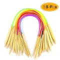 UPlama 18 PCS Wood Knitting Needles Circular Knitting Needles Set Circular Bamboo Knitting Needle Set 18 Differents Size. 