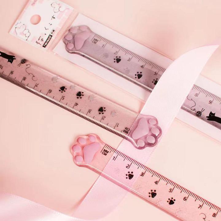 Panda Online High Cat Claw Ruler 15cm Ruler Student Creative Stationery Measuring Ruler Transparent Plastic