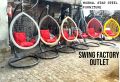 Single Hanging Swing Chair Jhoola with Stand, Cushion Set - / MUGHAL STAR STEEL FURNITURE. 