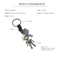 Punk Cartoon Robot Pendant Genuine Leather Keychain For Men Cowhide Key Ring Car Key Chain Waist Accessory. 