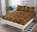 MBS 3pcs bed sheet king size | 100% Pure Cotton Double bed bed sheet with Pillow Cover | 3D Printed Fitted Fancy Bedsheets.. 