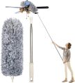 Extendable Microfiber Duster with Extra-Long 100 inches Flexible Pole - Reusable & Washable Dust Removal Brush for Ceiling Fans, High Ceiling, Blinds, Furniture & Cars Furniture,  Dust Removal Tool Bendable Head Design Stainless Steel Pole. 