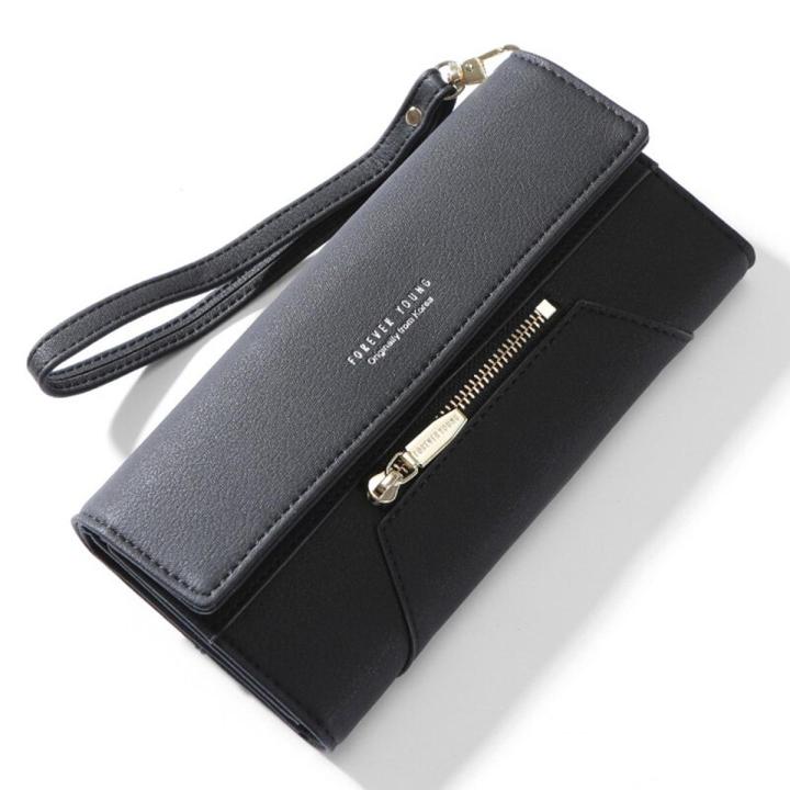 Forever Young Wristlet Clutch Wallet Women Many Departments Female Wallet Zipper Ladies Purse Handbag Cell Phone Pocket