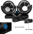 Sogo 360 Degree Adjustable 12V Double Fan Car Dashboard Fan Black. 