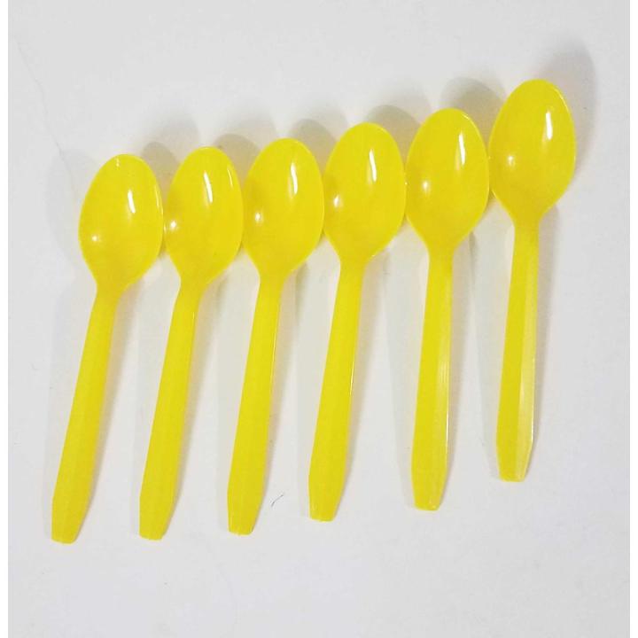 YELLOW COLOR SPOONS PACK OF 20 YELLOW THEME PARTY TABLEWARE SPOONS
