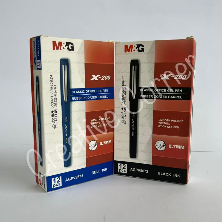 MandG X-200 | Gel Pen  0.7 mm | AGPV8672 (X200) | Medium point stick | Sleek, stylish design | Metal clip | Rubber coated | Available in black and Blue colors |  Pack of 1pc | Pack of 12pcs |