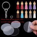 90 Pieces Acrylic Keychain Making Kit Clear Acrylic Keychain Blanks and Colorful Tassel Pendants for DIY Projects. 