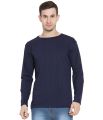 Basic Navy Blue Round Neck Full Sleeves T-Shirt For Men - Comfortable And Stylish Basic T-Shirt For Everyday Wear. 