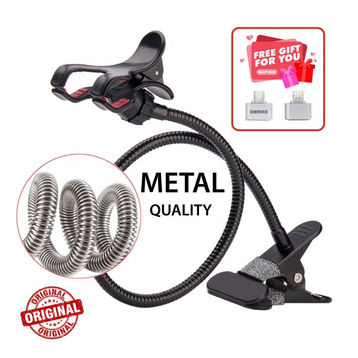 Universal Metal Mobile Stand with 360 Degree Rotation and Flexible Long Arm for Desk and Bed
