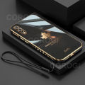 For Vivo S1 Back Cover with Lanyard Fashion Shiny Plating Maple Leaf Design Camera Lens Protection Square Edge Soft Silicone Protective Phone Case. 